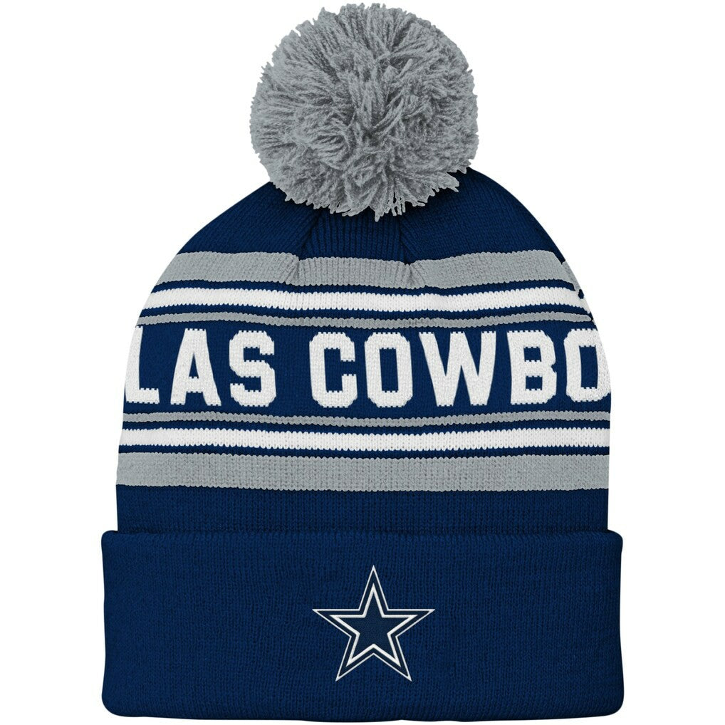NFL Dallas Cowboys Youth Jacquard Cuffed Knit Hat with Pom