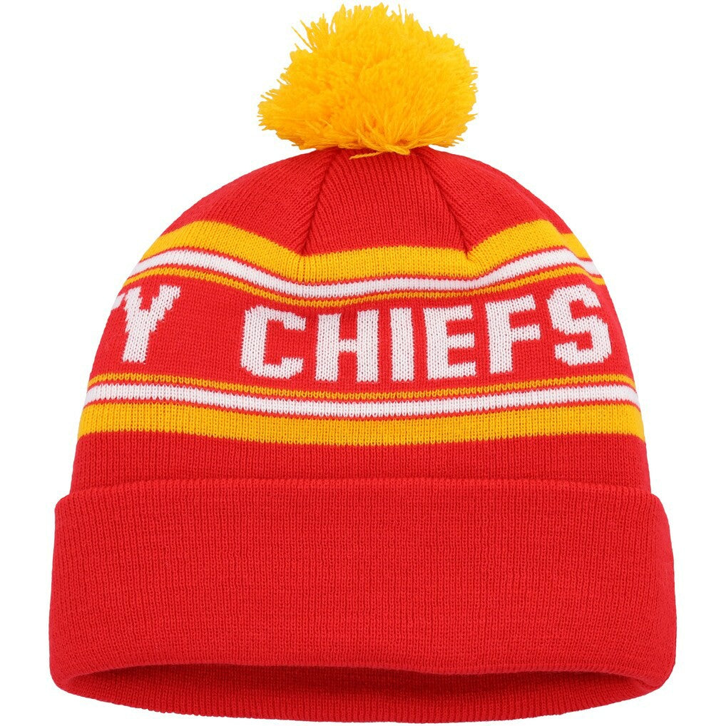 NFL Kansas City Chiefs Youth Jacquard Cuffed Knit Hat with Pom