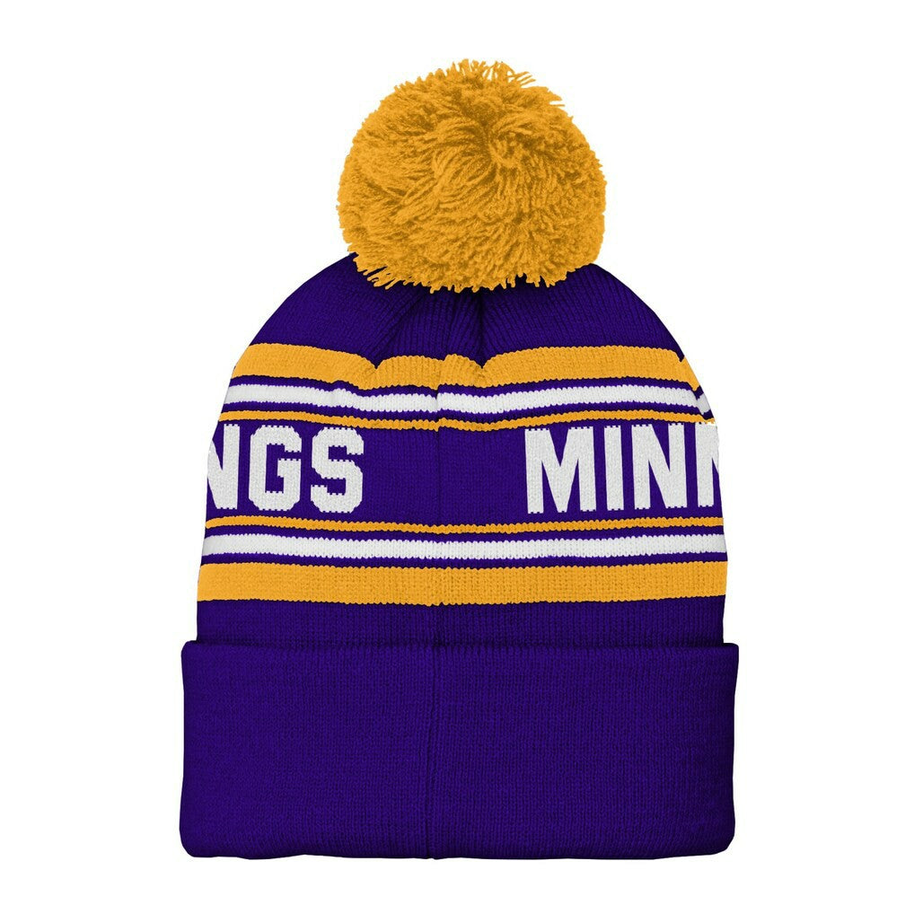 NFL Minnesota Vikings Youth Jacquard Cuffed Knit Hat with Pom