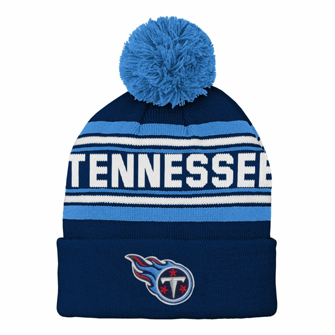 NFL Tennessee Titans Youth Jacquard Cuffed Knit Hat with Pom