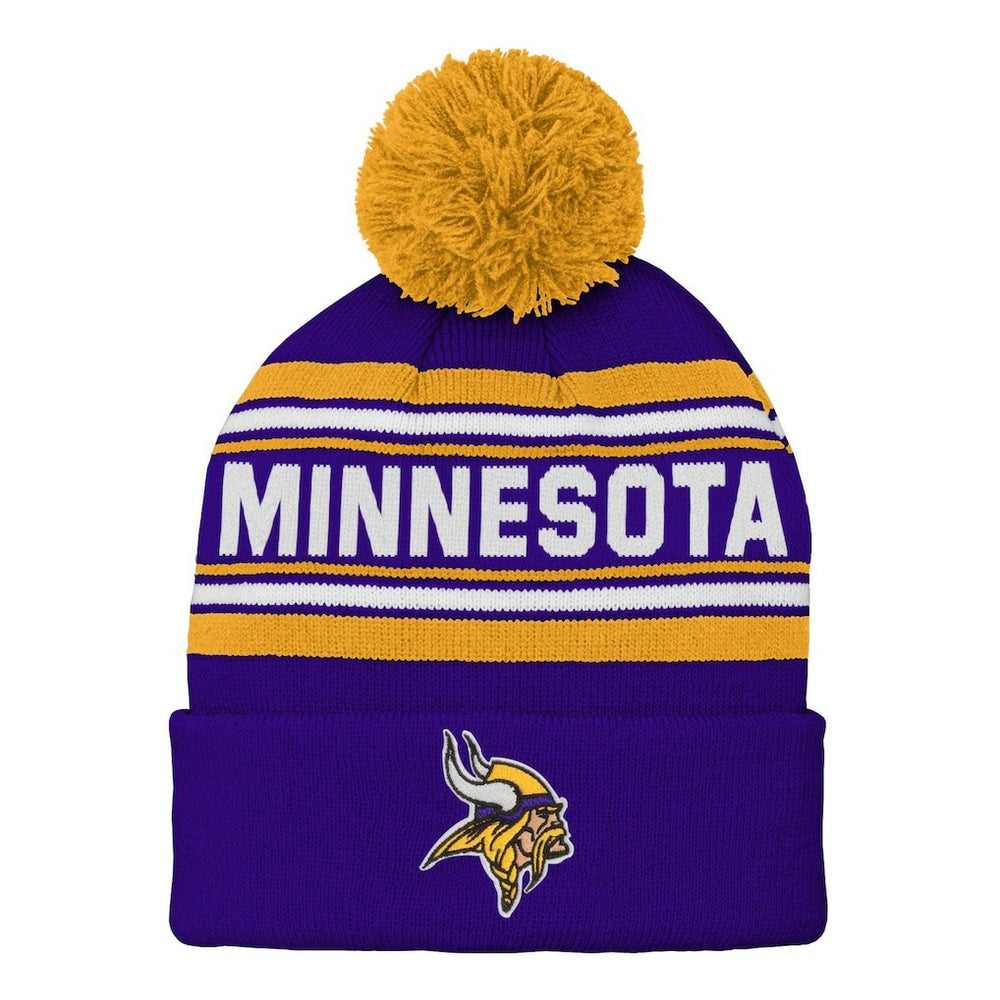 NFL Minnesota Vikings Preschool Jacquard Cuffed Knit Hat with Pom