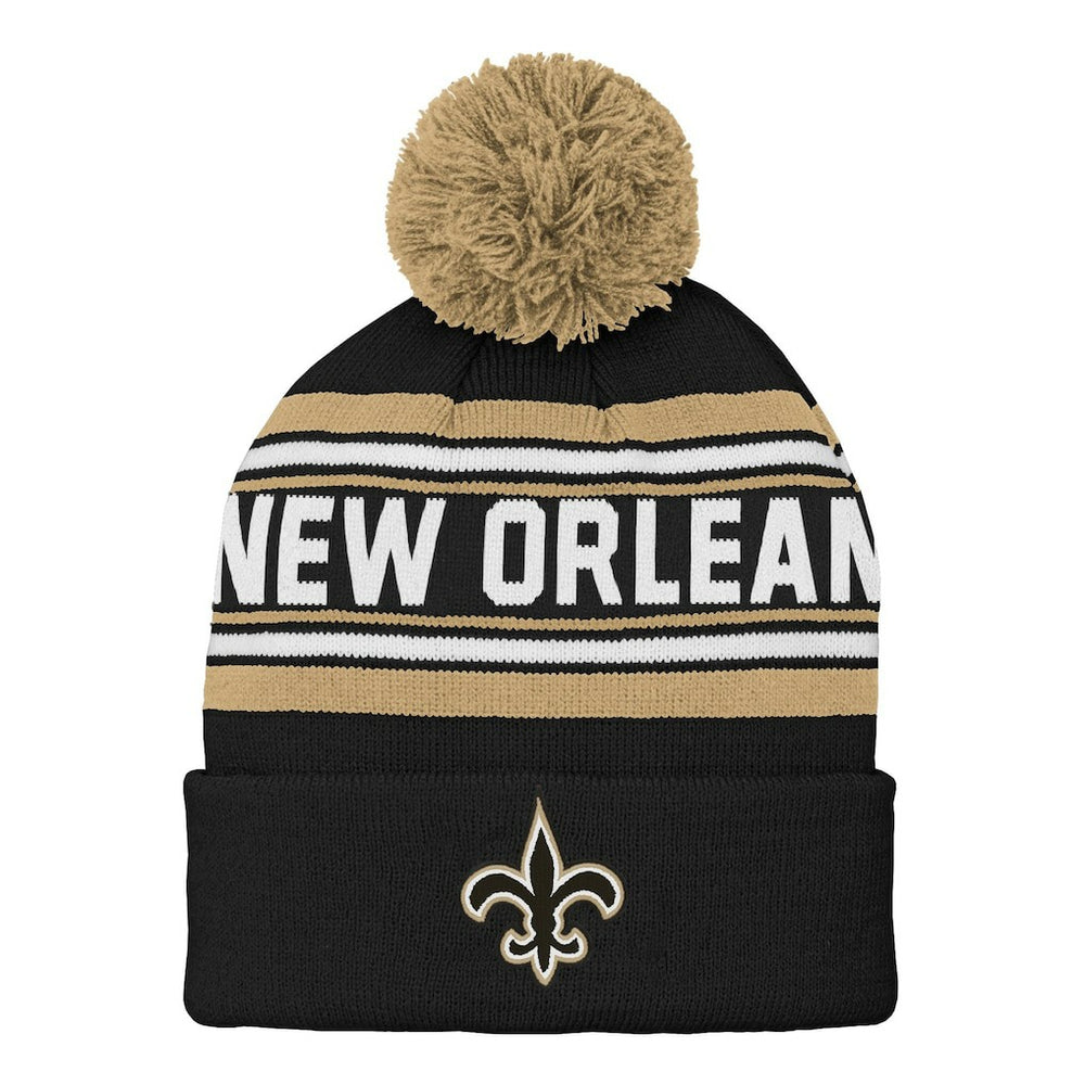 NFL New Orleans Saints Preschool Jacquard Cuffed Knit Hat with Pom