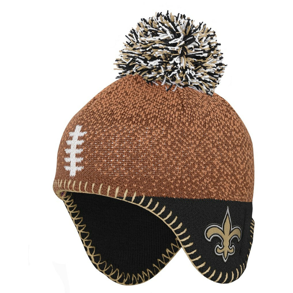 NFL New Orleans Saints Preschool Football Head Knit Hat with Pom