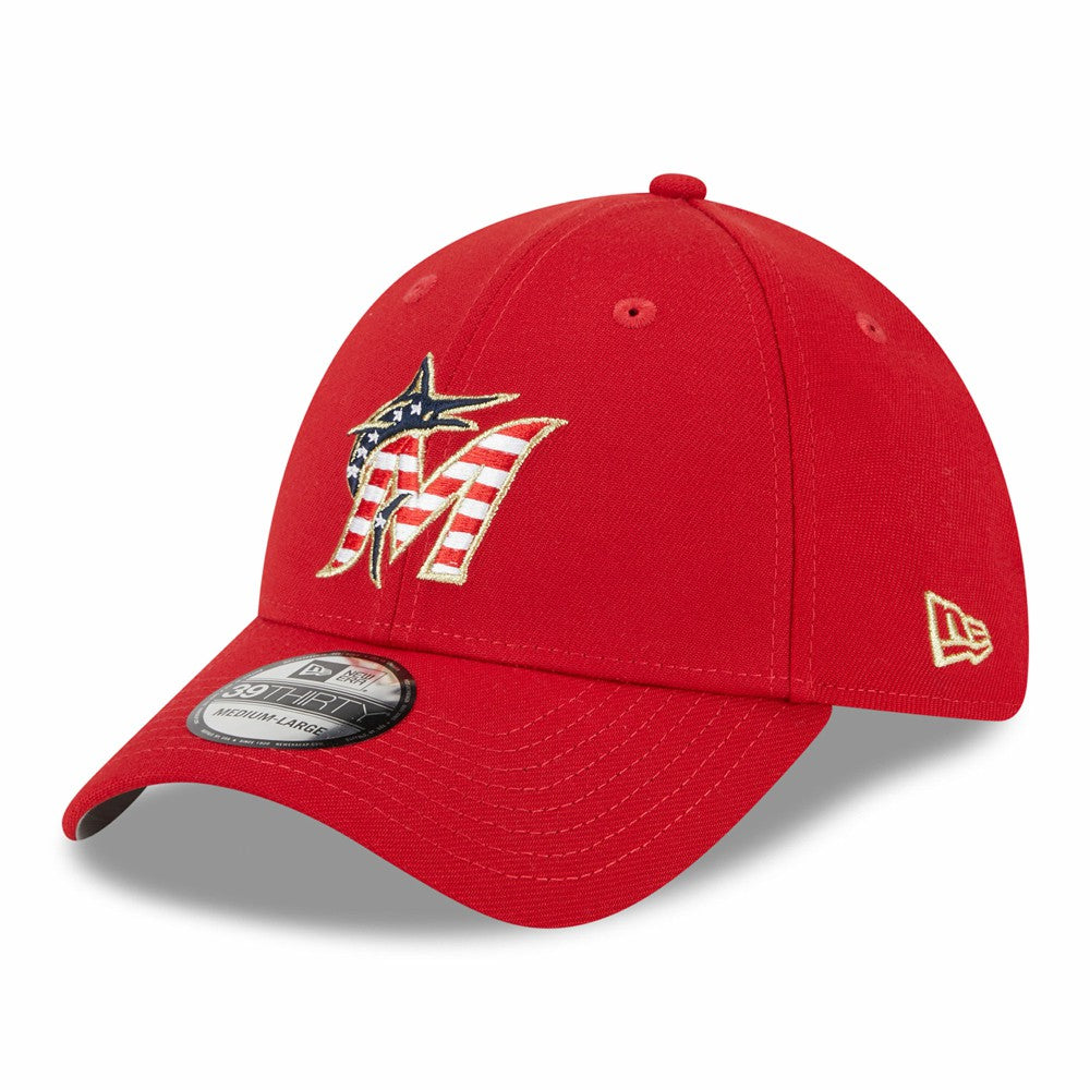 Miami Marlins 2023 Fourth of July 39THIRTY Flex Hat - Red | New Era