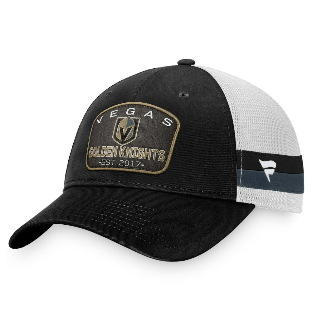 Vegas Golden Knights Fanatics Fundamental Striped Trucker Adjustable Hat