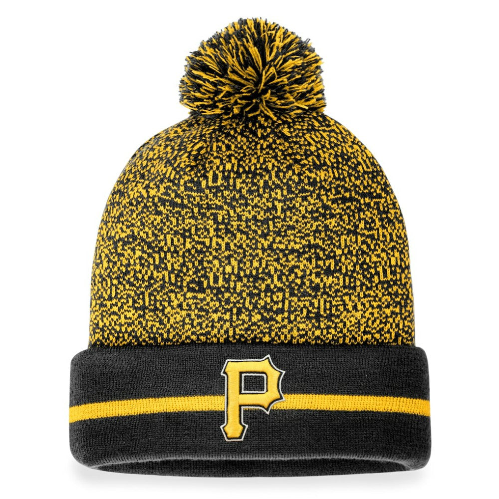 Pittsburgh Pirates Space-Dye Cuffed Knit Hat with Pom - Black/Gold