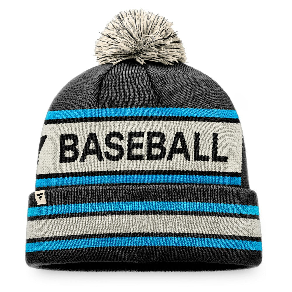 Miami Marlins Hometown Slogan Cuffed Knit Hat with Pom - Black/Natural
