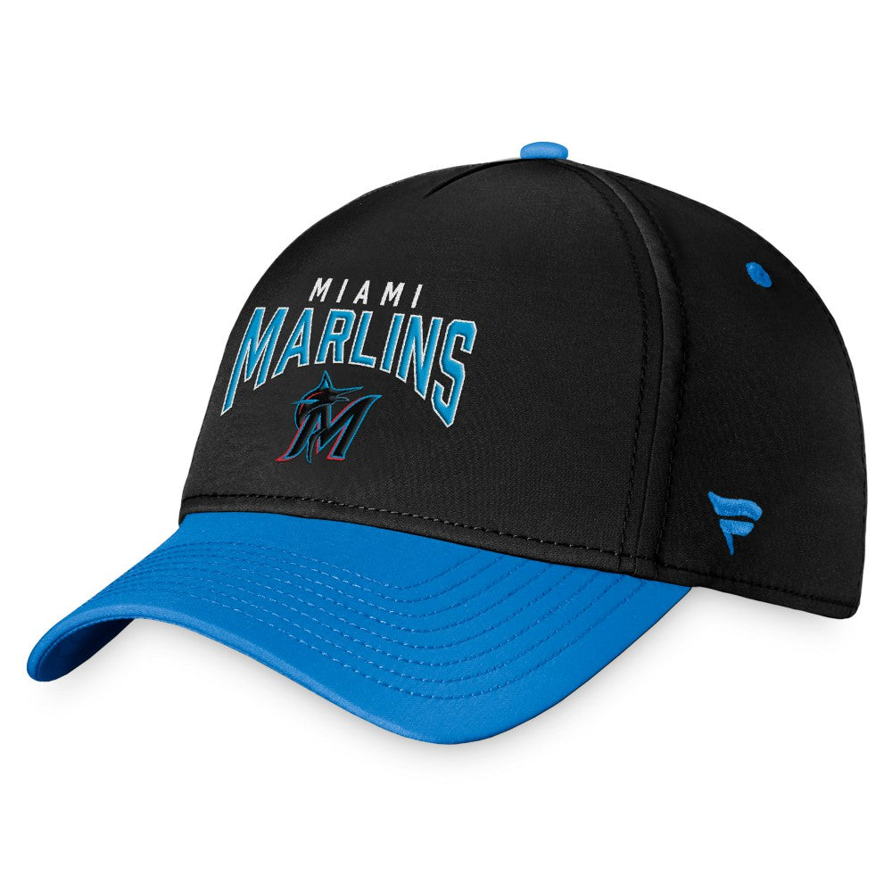 Miami Marlins Stacked Logo Flex Hat - Black/Blue
