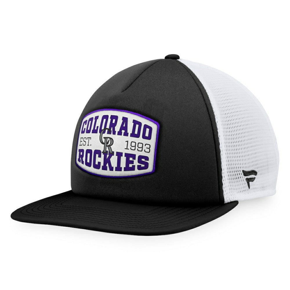 Colorado Rockies Foam Front Patch Trucker Snapback Hat - Black