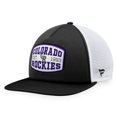 Colorado Rockies Foam Front Patch Trucker Snapback Hat - Black