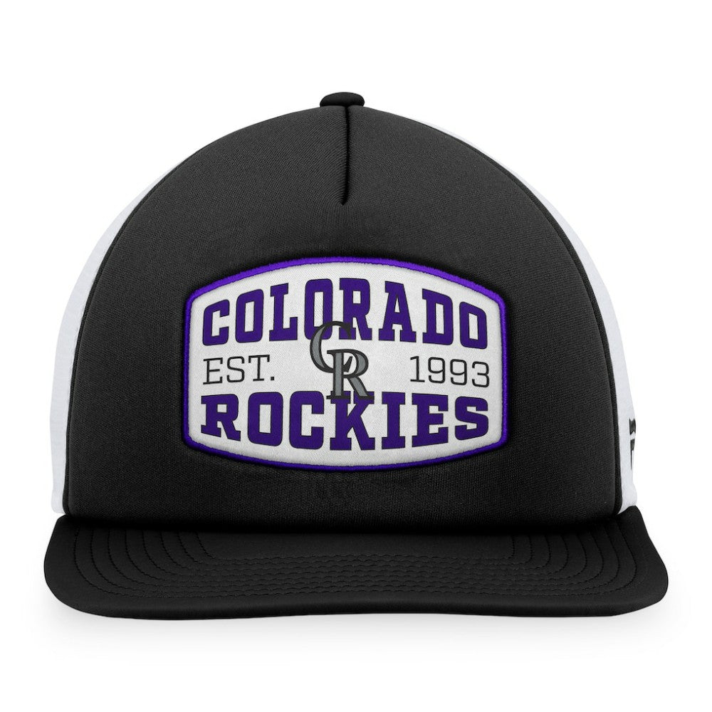 Colorado Rockies Foam Front Patch Trucker Snapback Hat - Black