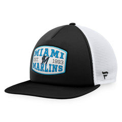 Miami Marlins Foam Front Patch Trucker Snapback Hat - Black