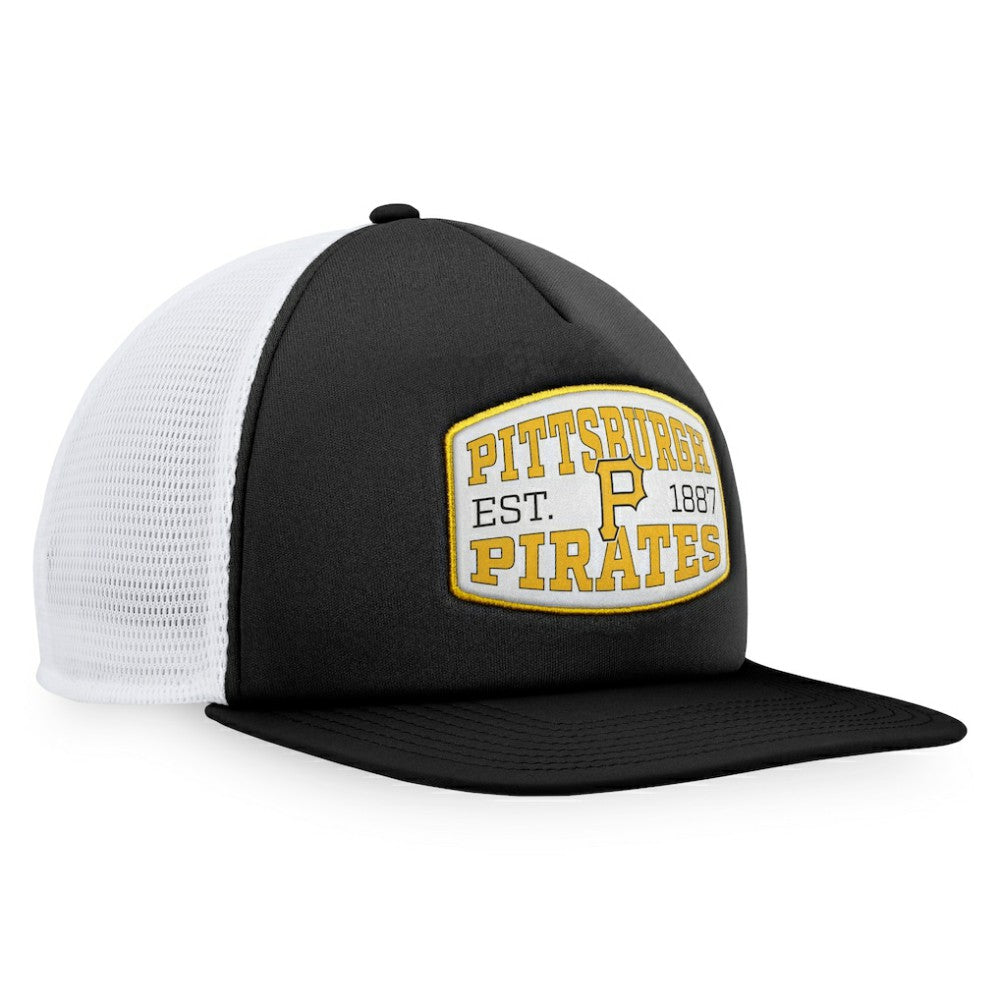 Pittsburgh Pirates Foam Front Patch Trucker Snapback Hat - Black