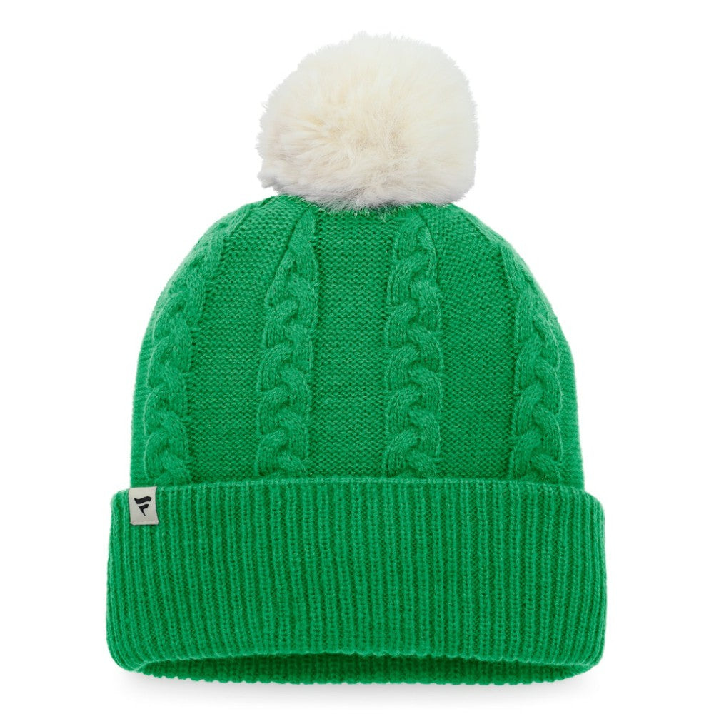 Athletics Women's Cable Cuffed Knit Hat with Pom - Kelly Green