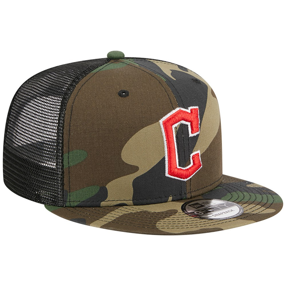 Cleveland Guardians Woodland Camo Trucker 9FIFTY Snapback Hat - Camo | New Era
