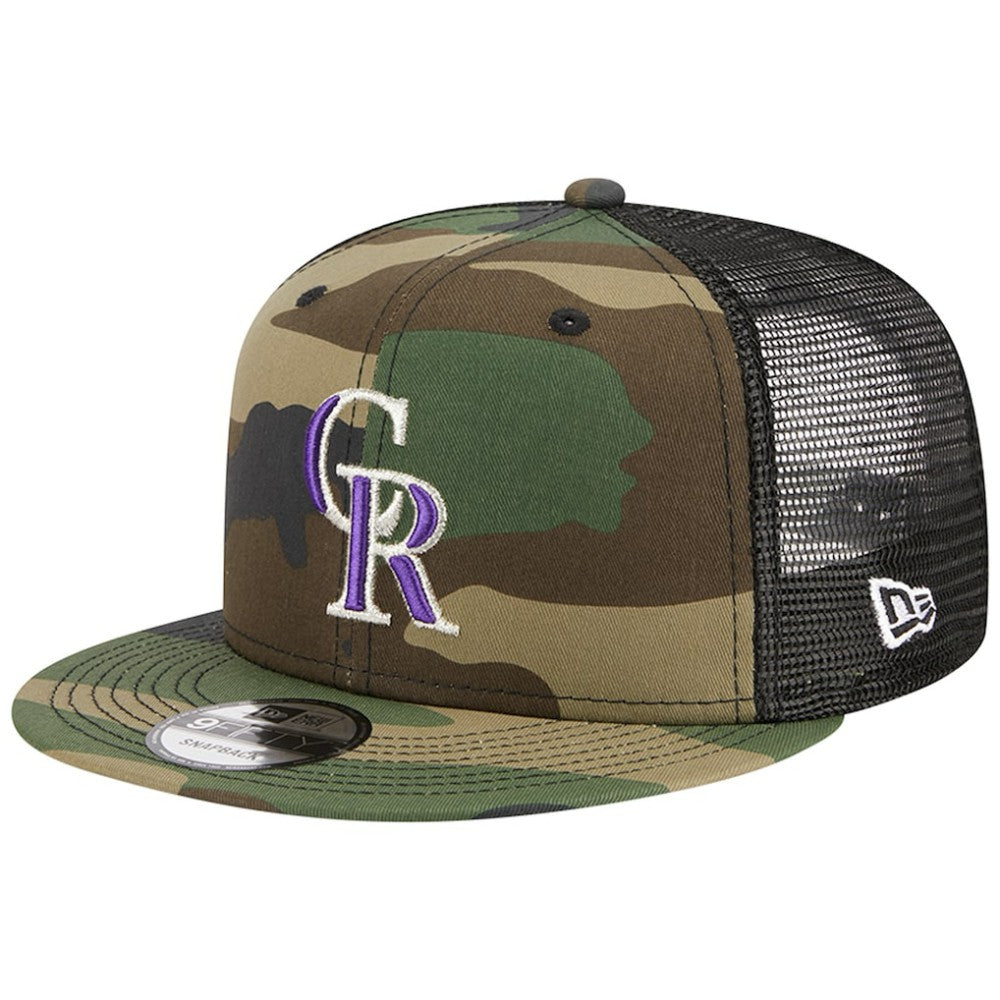 Colorado Rockies Woodland Camo Trucker 9FIFTY Snapback Hat - Camo | New Era