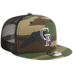 Colorado Rockies Woodland Camo Trucker 9FIFTY Snapback Hat - Camo | New Era