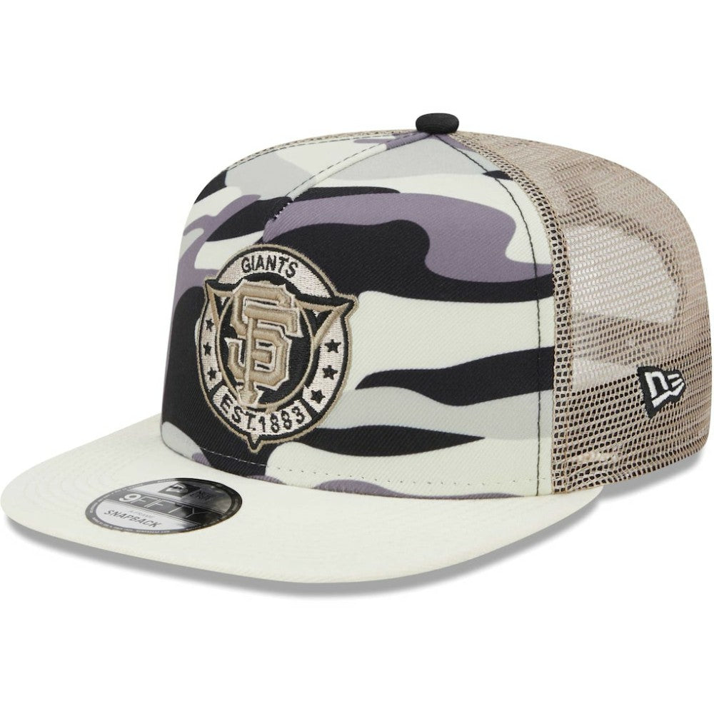 San Francisco Giants Chrome Camo A-Frame 9FIFTY Trucker Snapback Hat - White | New Era