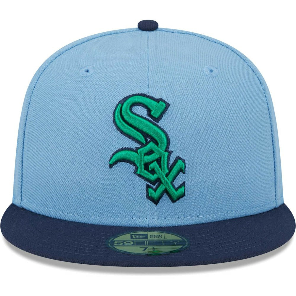 Chicago White Sox Green Undervisor 59FIFTY Fitted Hat - Light Blue/Navy | New Era