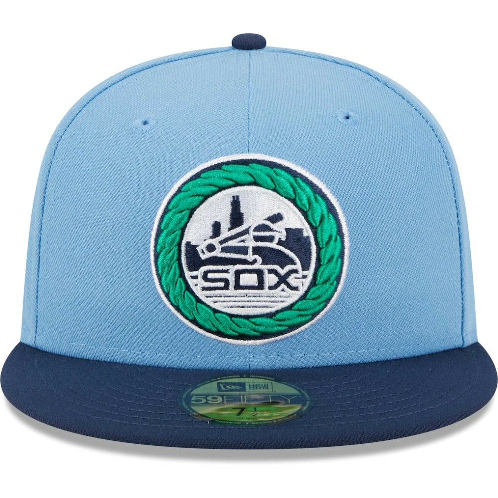 Chicago White Sox Green Undervisor 59FIFTY Fitted Hat - Light Blue/Navy | New Era