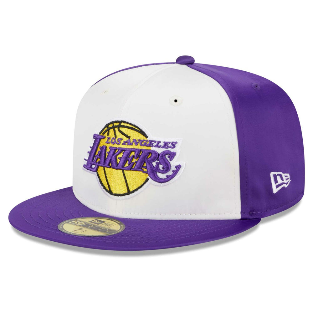Los Angeles Lakers Throwback Satin 59FIFTY Fitted Hat - White | New Era online