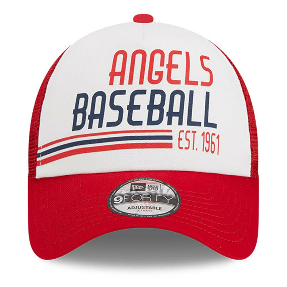 Los Angeles Angels Stacked A-Frame Trucker 9FORTY Adjustable Hat - White/Red | New Era
