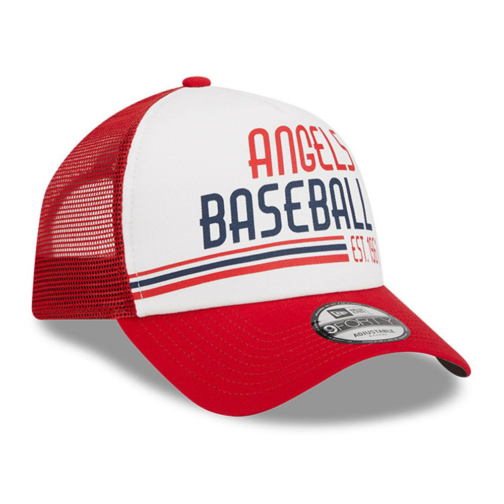 Los Angeles Angels Stacked A-Frame Trucker 9FORTY Adjustable Hat - White/Red | New Era