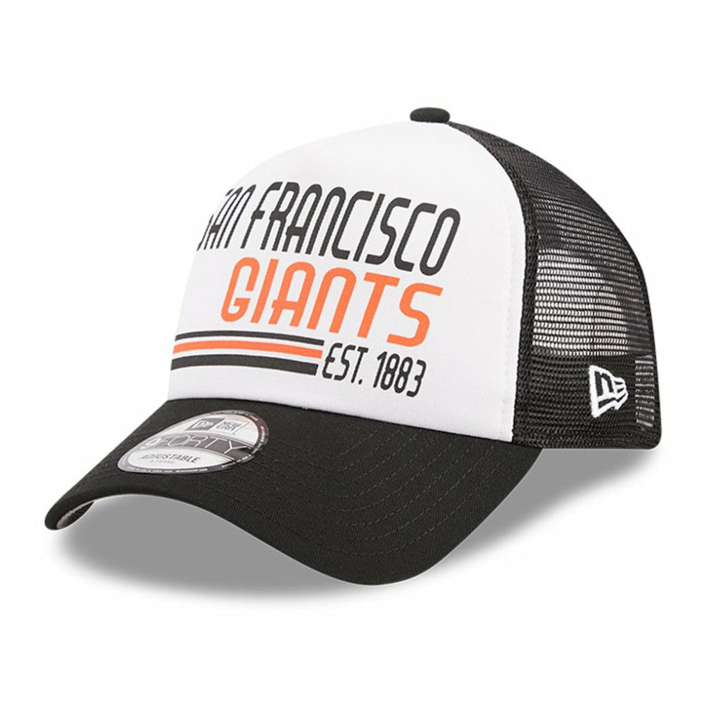 San Francisco Giants Stacked A-Frame Trucker 9FORTY Adjustable Hat - White/Black | New Era
