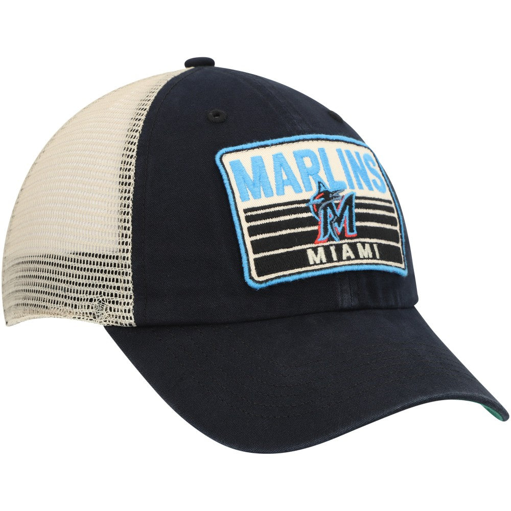 Miami Marlins Four Stroke Clean Up Trucker Snapback Hat - Black | 47 brand