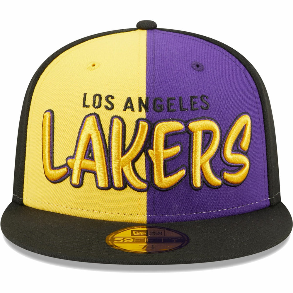 Los Angeles Lakers Pop Front 59FIFTY Fitted Hat - Black/Gold | New Era cheap