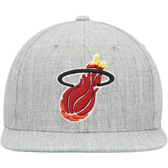 Miami Heat Hardwood Classics 2.0 Snapback Hat - Heather Gray | Mitchell & Ness shop