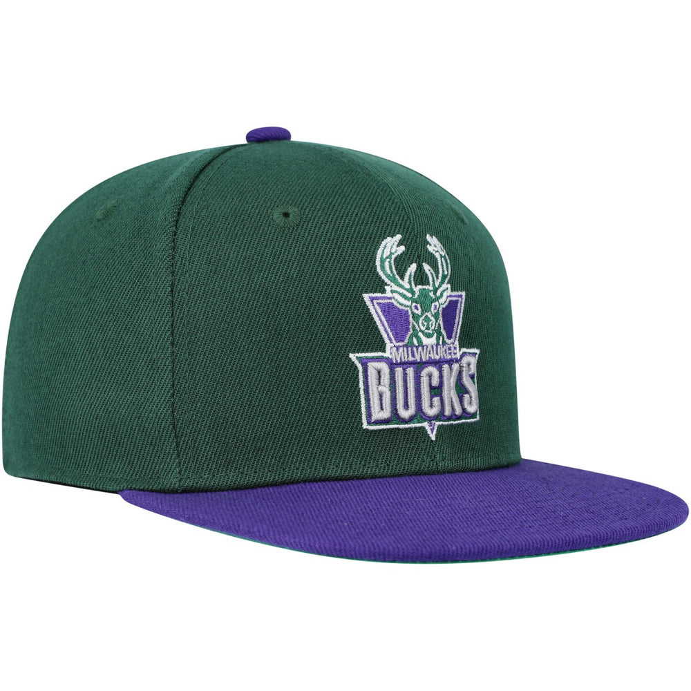 Milwaukee Bucks Youth Two-Tone Snapback Hat - Hunter Green/Purple | Mitchell & Ness sale