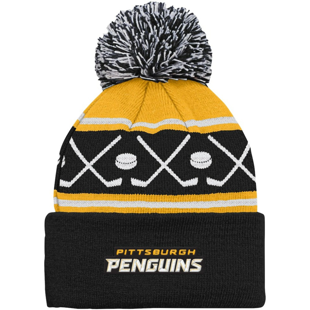 Pittsburgh Penguins Preschool Faceoff Cuffed Knit Hat with Pom