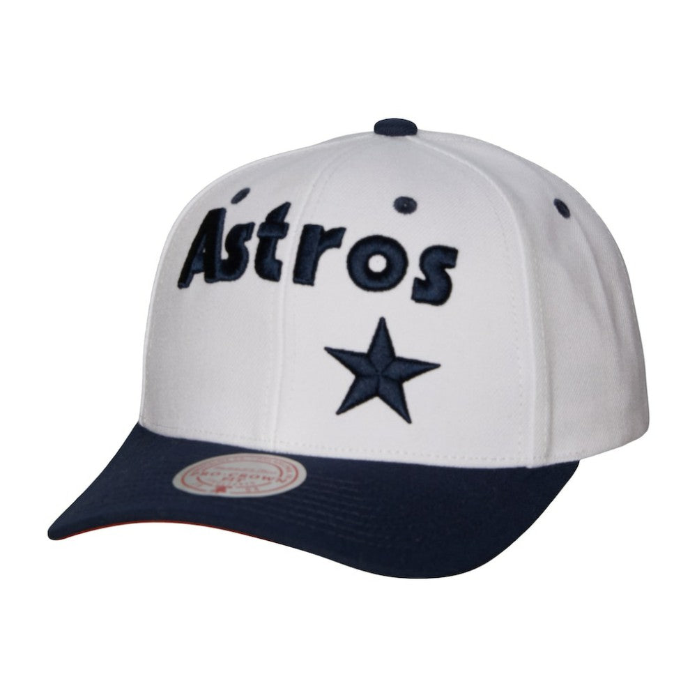 Houston Astros Cooperstown Collection Pro Crown Snapback Hat - White | Mitchell & Ness