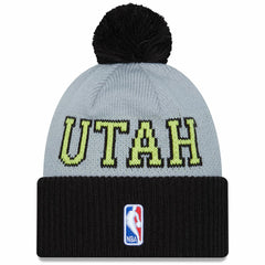 Utah Jazz Tip-Off Two-Tone Cuffed Knit Hat with Pom - Black/Gray | New Era on sale