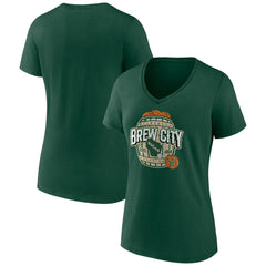 Milwaukee Bucks Women's Announcer V-Neck T-Shirt - Hunter Green on sale