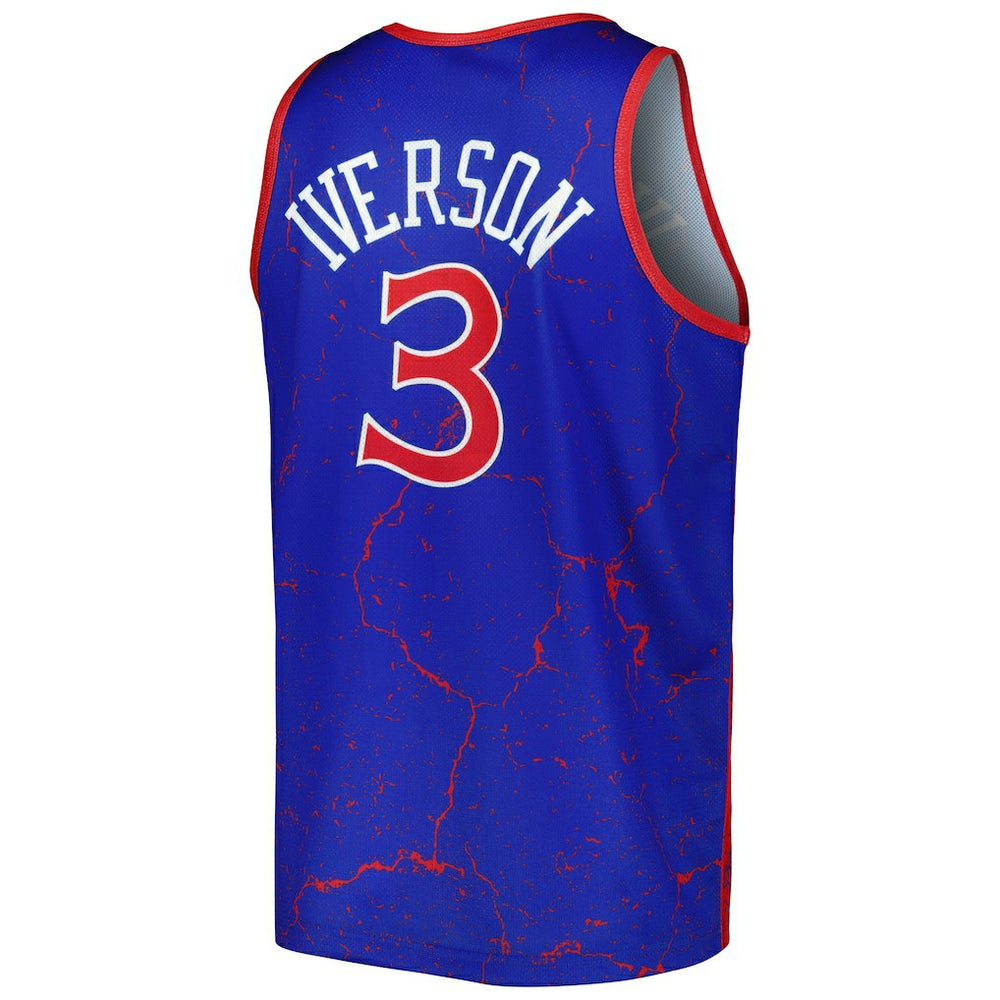 Allen Iverson Philadelphia 76ers 1996-97 Hardwood Classics Player Burst Tank Top - Royal | Mitchell & Ness online