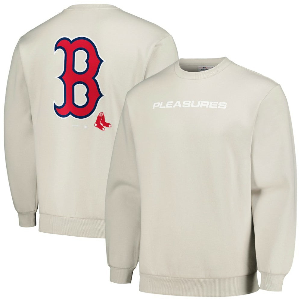 Boston Red Sox PLEASURES Ballpark Pullover Sweatshirt - Gray