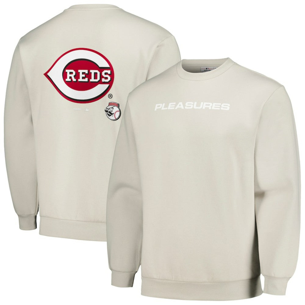Cincinnati Reds PLEASURES Ballpark Pullover Sweatshirt - Gray