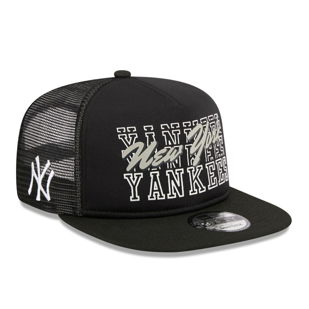 New York Yankees  Street Team A-Frame Trucker 9FIFTY Snapback Hat - Black | New Era