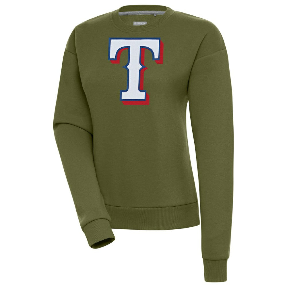Texas Rangers Antigua Women's Victory Pullover Sweatshirt - Olive