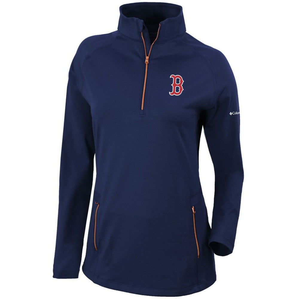 Boston Red Sox Women's Omni-Wick Outward Nine Quarter-Zip Pullover Top - Navy | Columbia