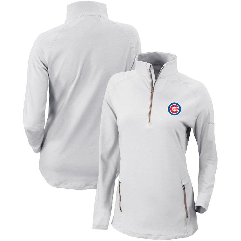 Chicago Cubs Women's Omni-Wick Outward Nine Quarter-Zip Pullover Top - White | Columbia