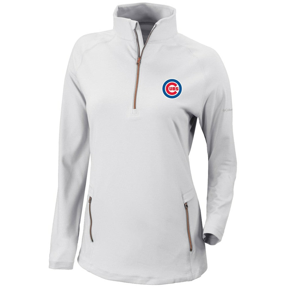 Chicago Cubs Women's Omni-Wick Outward Nine Quarter-Zip Pullover Top - White | Columbia
