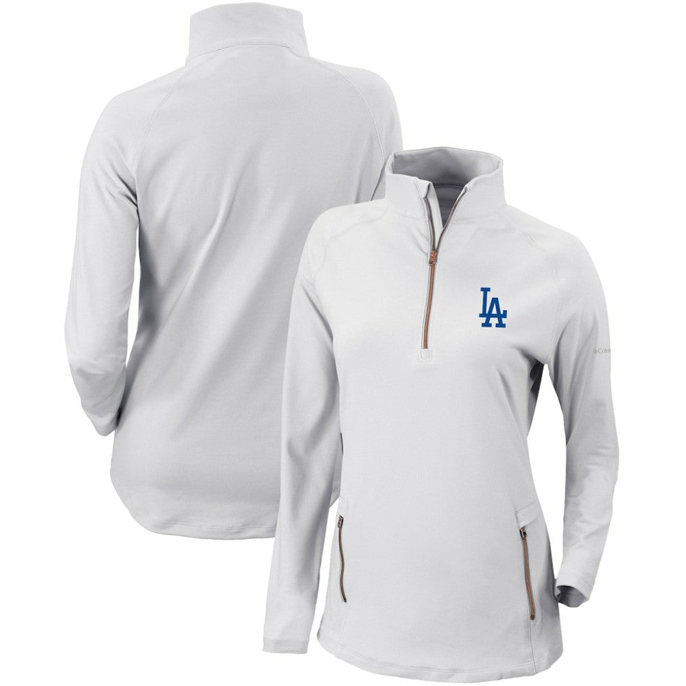Los Angeles Dodgers Women's Omni-Wick Outward Nine Quarter-Zip Pullover Top - White | Columbia