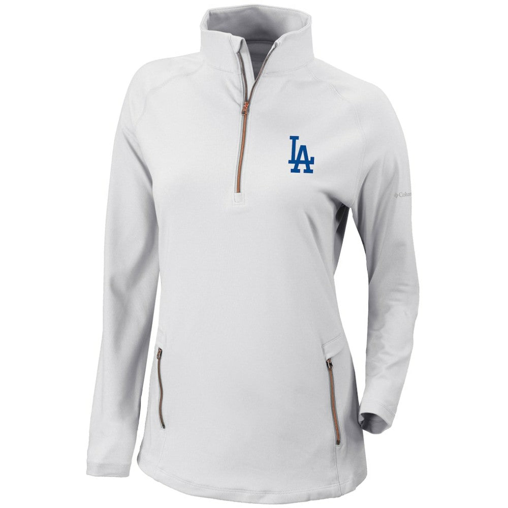 Los Angeles Dodgers Women's Omni-Wick Outward Nine Quarter-Zip Pullover Top - White | Columbia