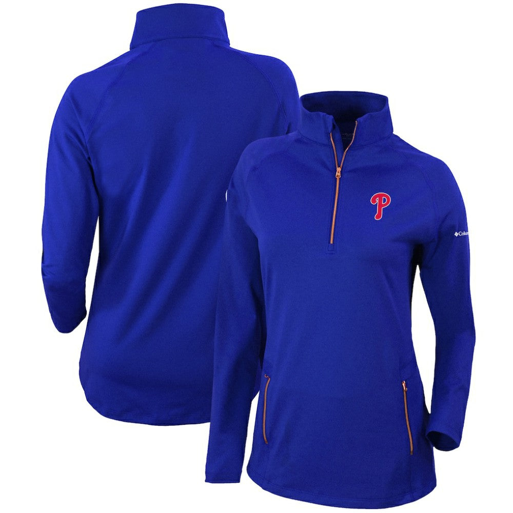 Philadelphia Phillies Women's Omni-Wick Outward Nine Quarter-Zip Pullover Top - Royal | Columbia