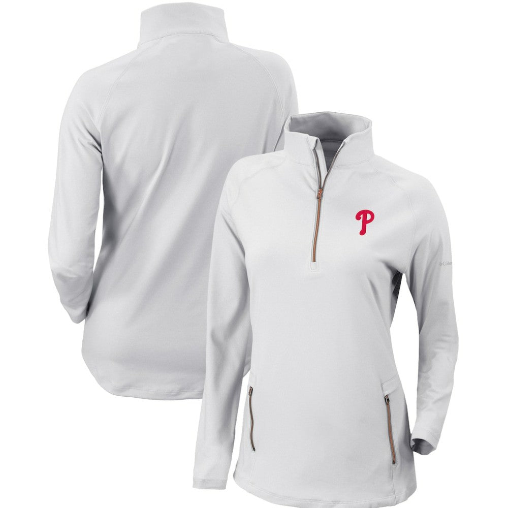 Philadelphia Phillies Women's Omni-Wick Outward Nine Quarter-Zip Pullover Top - White | Columbia