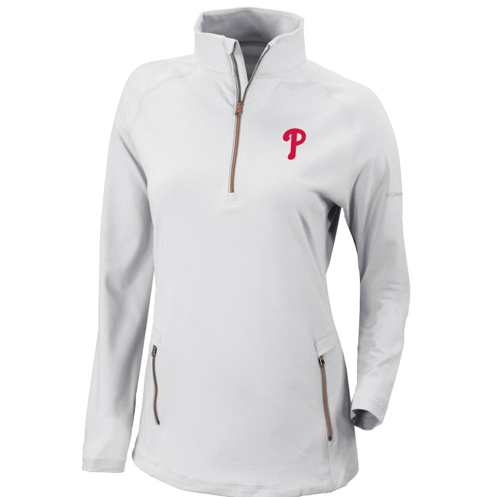 Philadelphia Phillies Women's Omni-Wick Outward Nine Quarter-Zip Pullover Top - White | Columbia