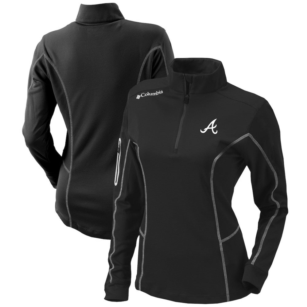 Atlanta Braves Women's Omni-Wick Shotgun Quarter-Zip Pullover Top - Black | Columbia